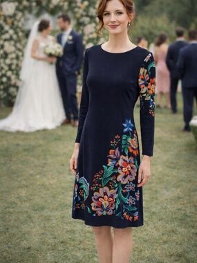 Desigual dress 10 black floral knee length crochet wedding guest event  sheer